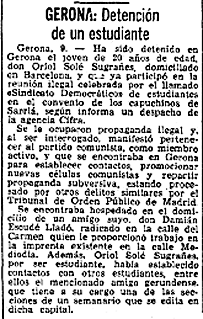 Damià Escuder_Oriol Soler Sugrañes a La Vanguardia divendres 10 novembre 1967